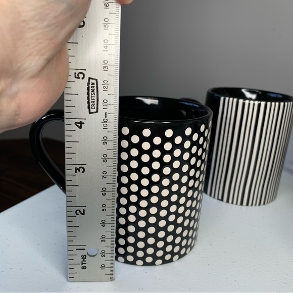 Food Network black and white multi patterned coffee mugs. 4” height. - Picture 7 of 8